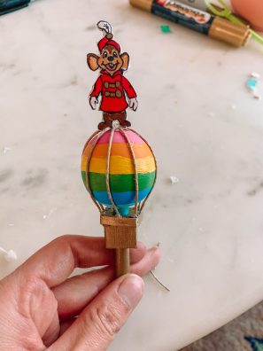 Cardboard rainbow hot air balloon