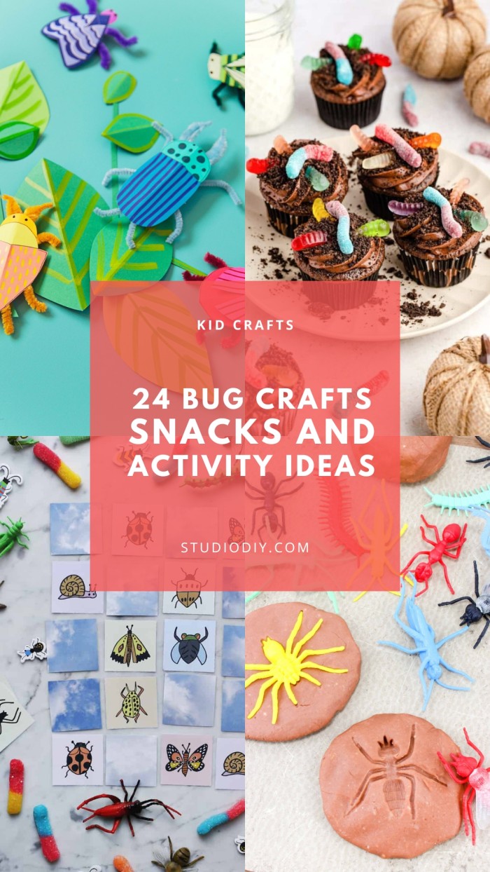 collage of bug crafts and activities