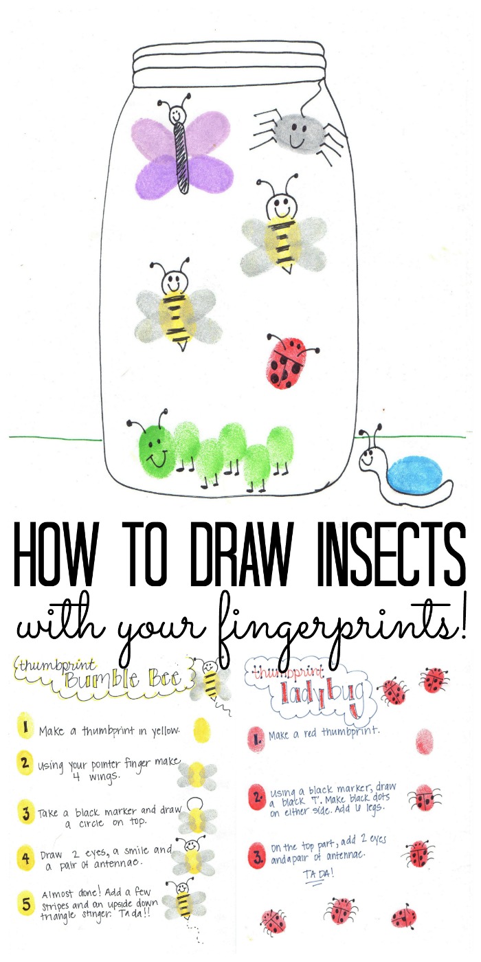 Drawing insects with fingerprints craft image.