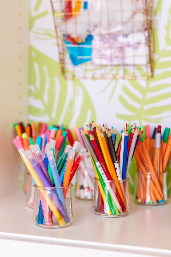 A group of different colored pencil