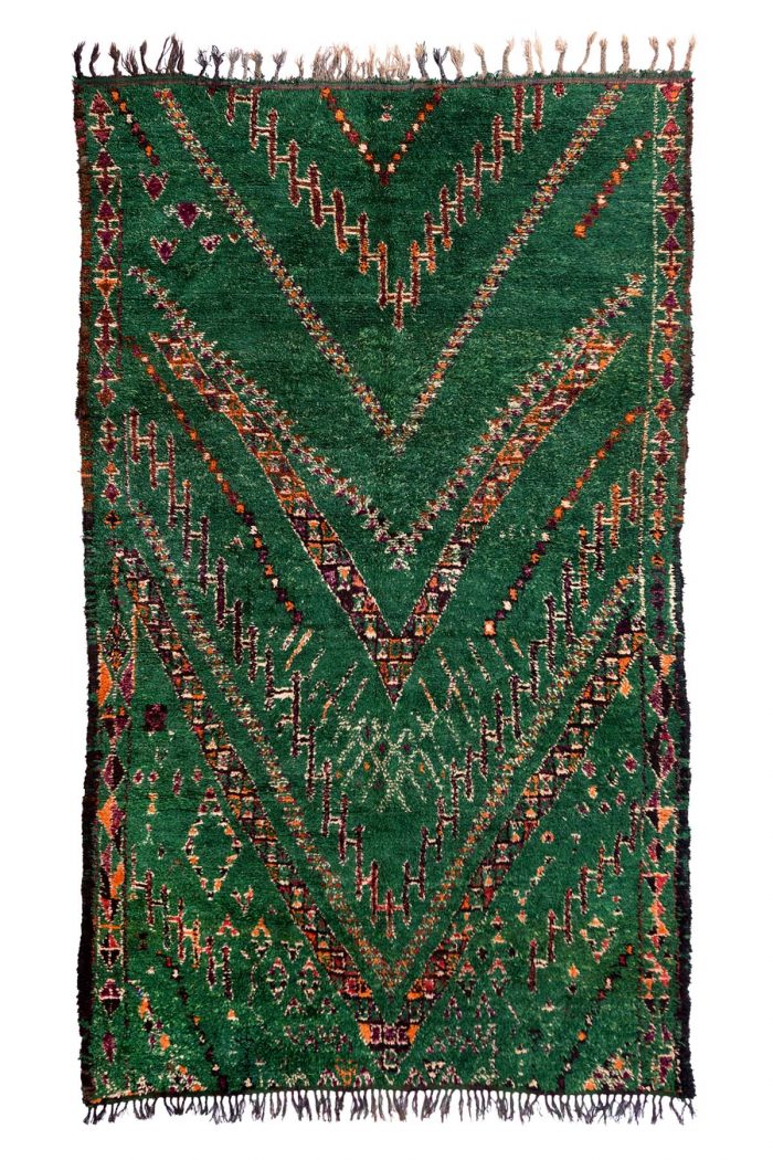 Green beni mguild vintage moroccan rug