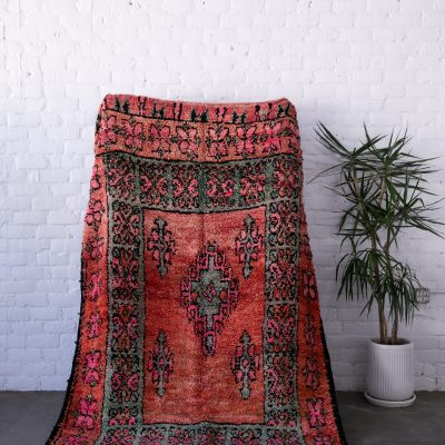 Pink and Teal Vintage Moroccan Rug