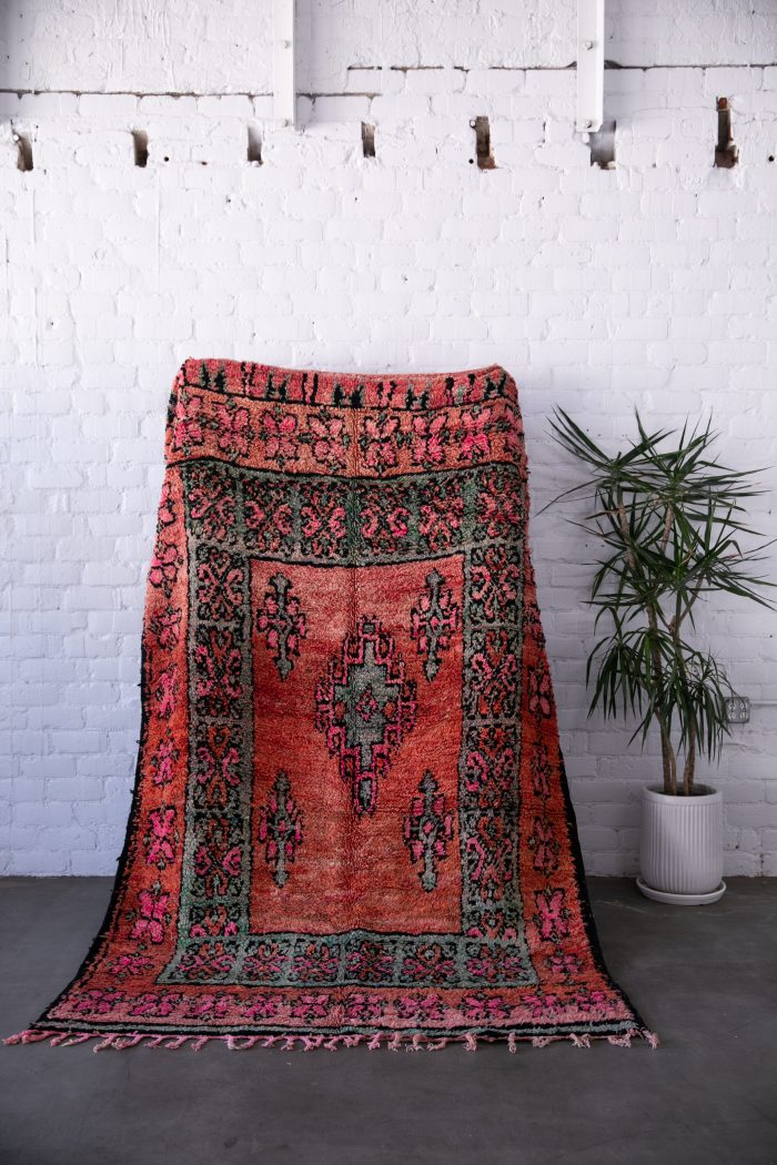 Pink and Teal Vintage Moroccan Rug