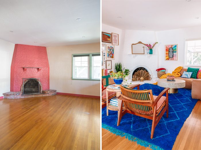 1930s Before and After Colorful Living Room