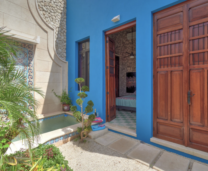 Colorful Home Courtyard in Yucatan Mexico