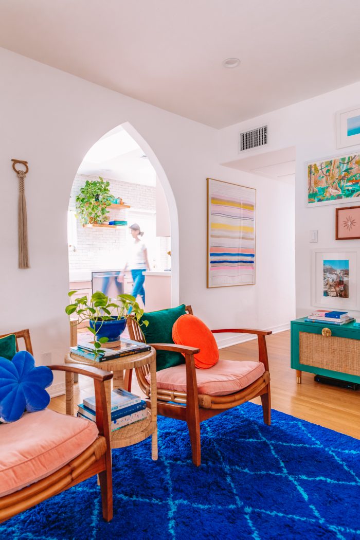 Colorful Living Room with Blue Rug