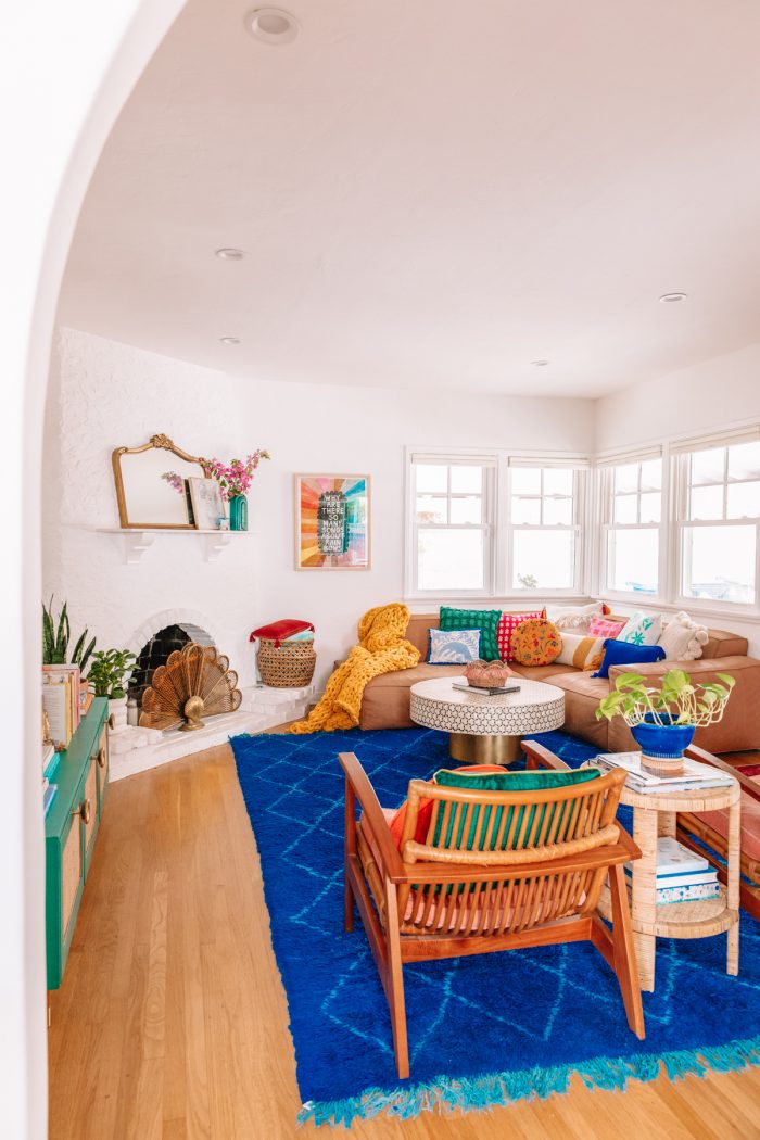 Colorful Living Room with a Blue Rug