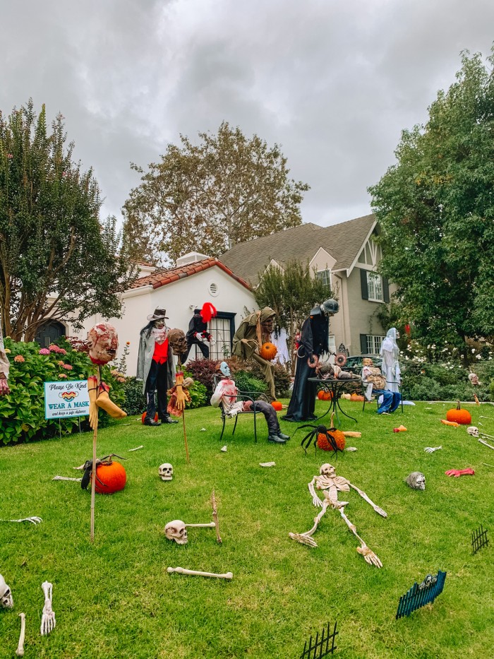 Halloween decorations on a lawn