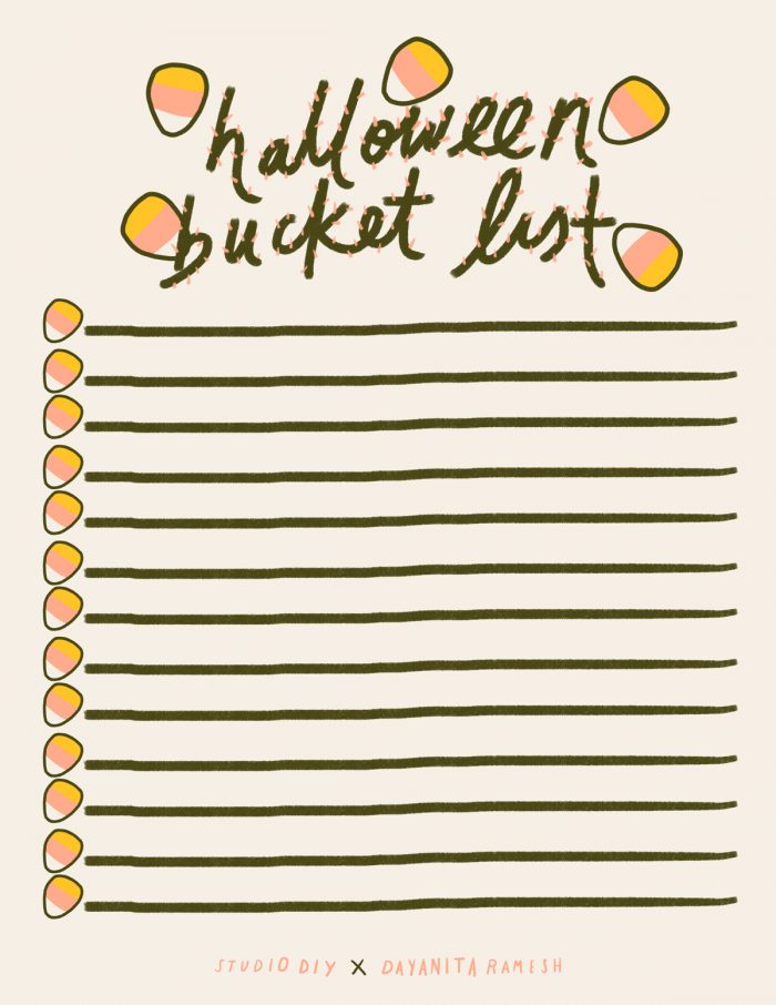 Halloween Bucket List (Free Printable!)