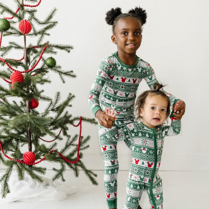 Child and Baby in Mickey Fair Isle Pajamas