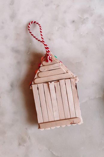 DIY Popsicle Stick Gingerbread House Ornaments