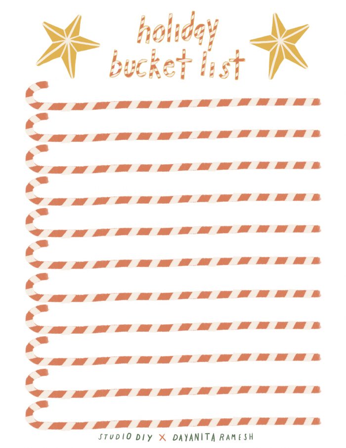 Free Printable Holiday Bucket List