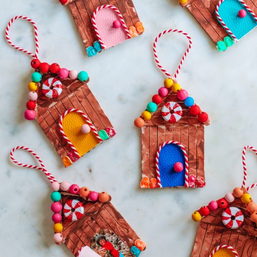 DIY Popsicle Stick Gingerbread House Ornaments - Studio DIY