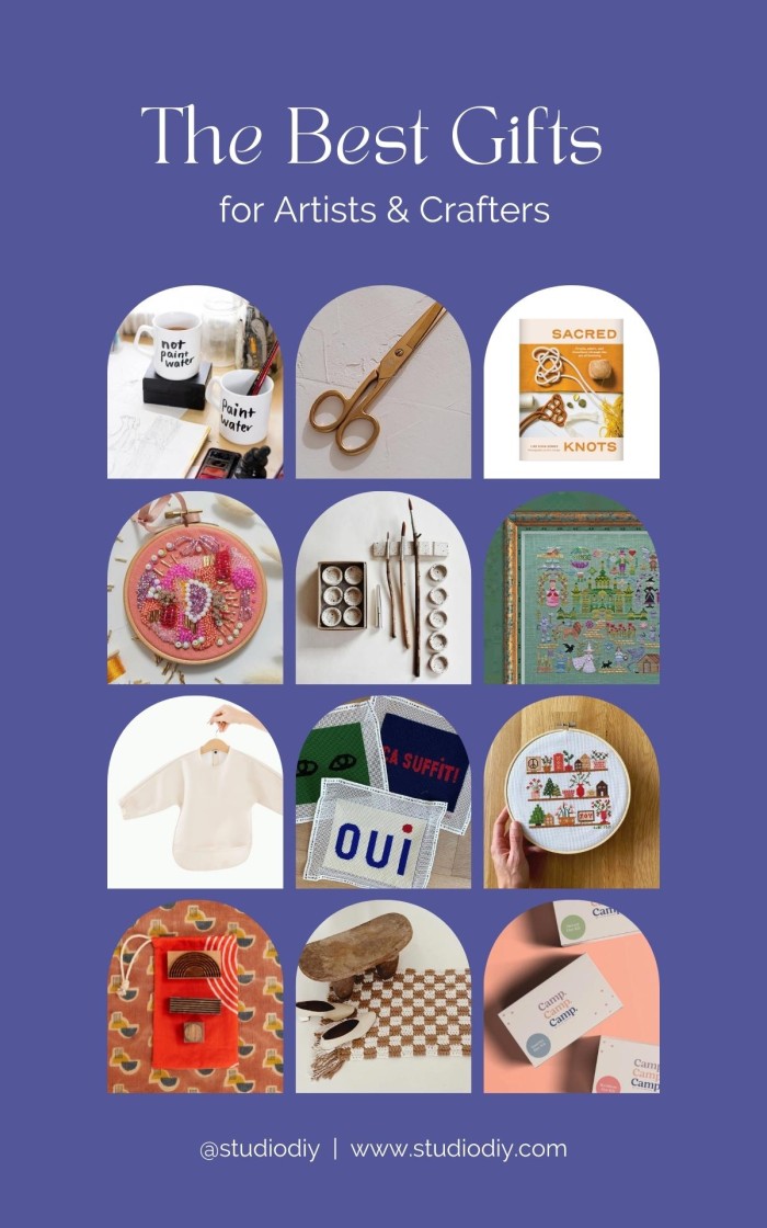 photo collage with title "the best gifts for artists and crafters"