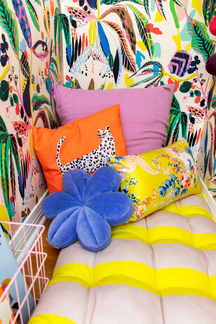 A group of colorful pillows