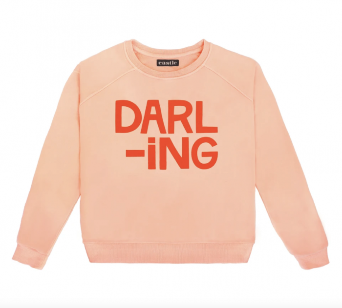 A sweatshirt with the word darling