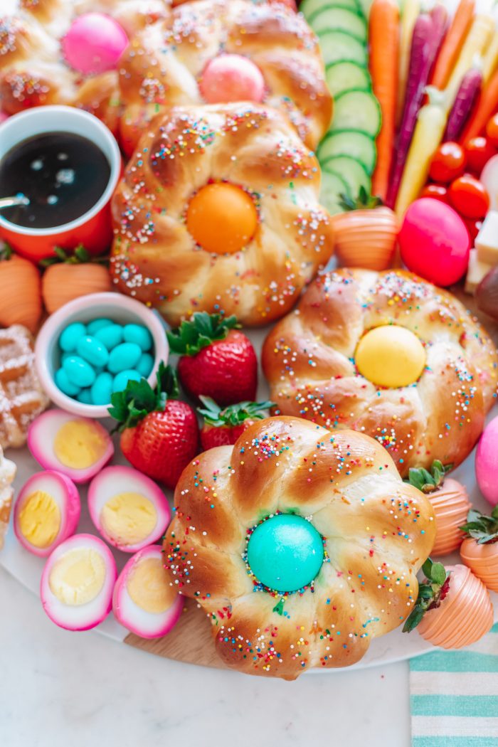 Food on a plate, with Easter bread