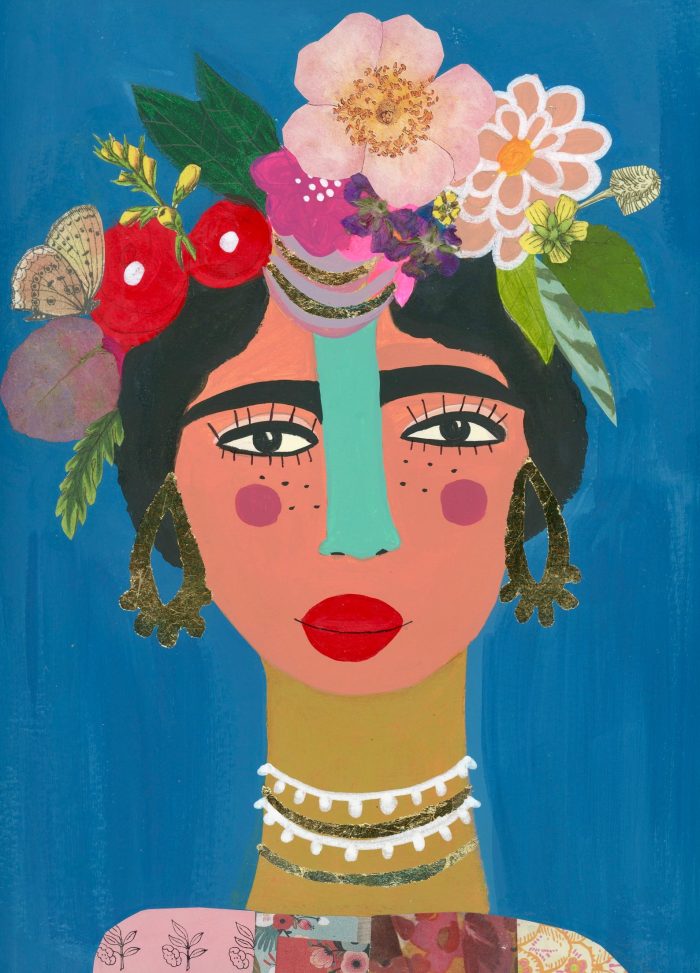 Art piece of women with flowers on her head