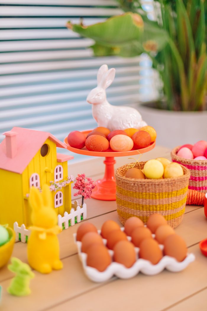 Easter decorations with colorful eggs