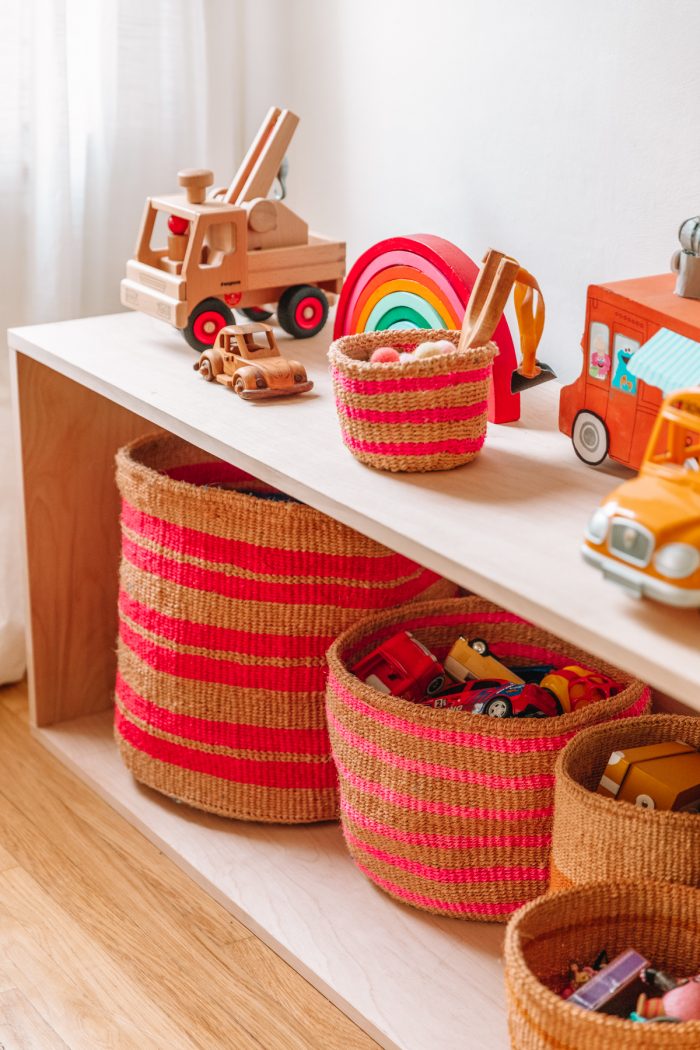 Baskets on a shelf