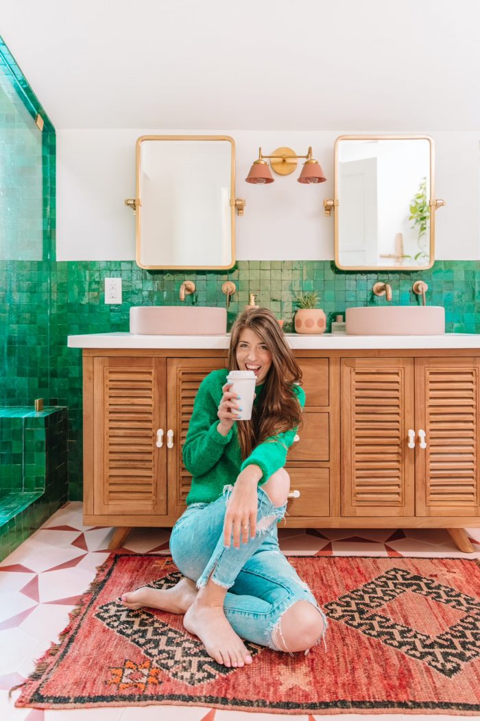 Pink and Green Bathroom