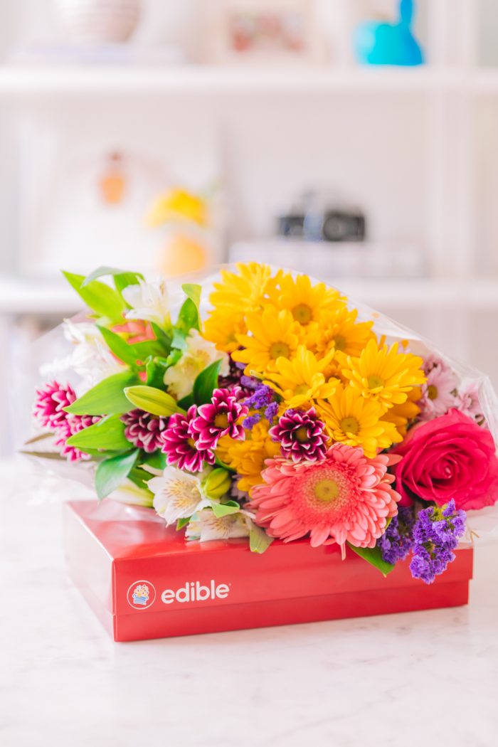 A bouquet of flowers on a table