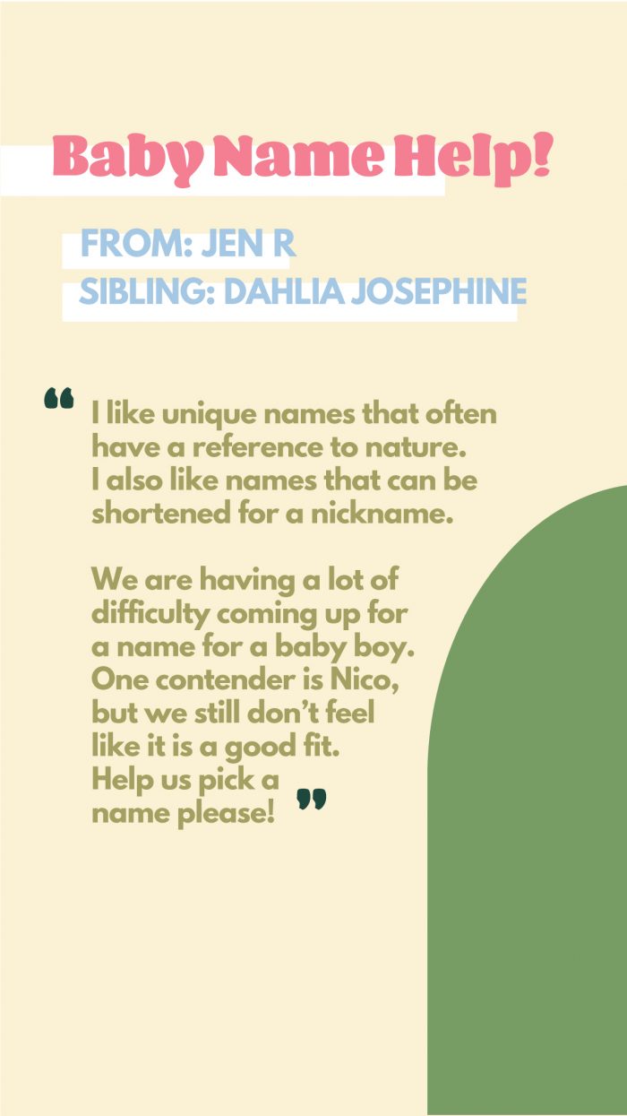 Il Delvis Et bestemt Nature Baby Names - Studio DIY