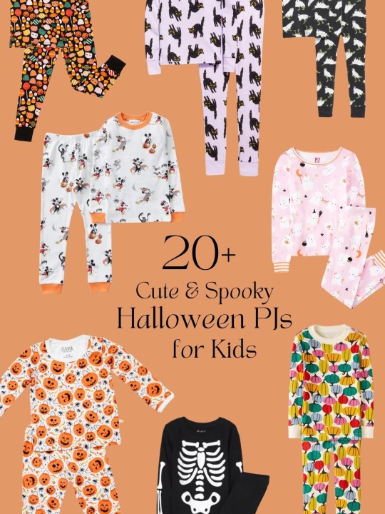 collage of kids halloween pajamas