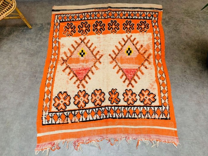Small Orange Vintage Moroccan Rug