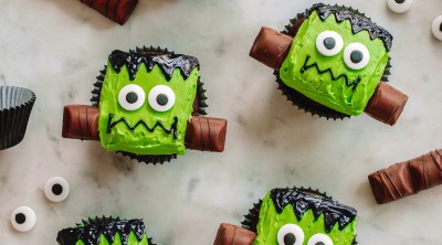 Frankenstein Cupcakes on Marble Table