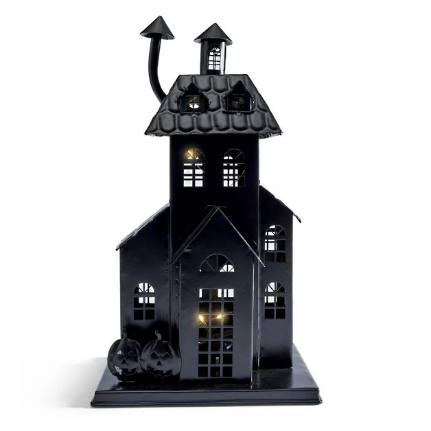 Black Haunted House on White Background