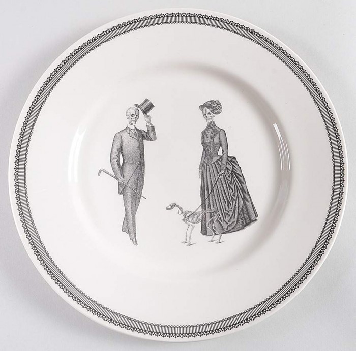 Victorian skeleton plate on a white background