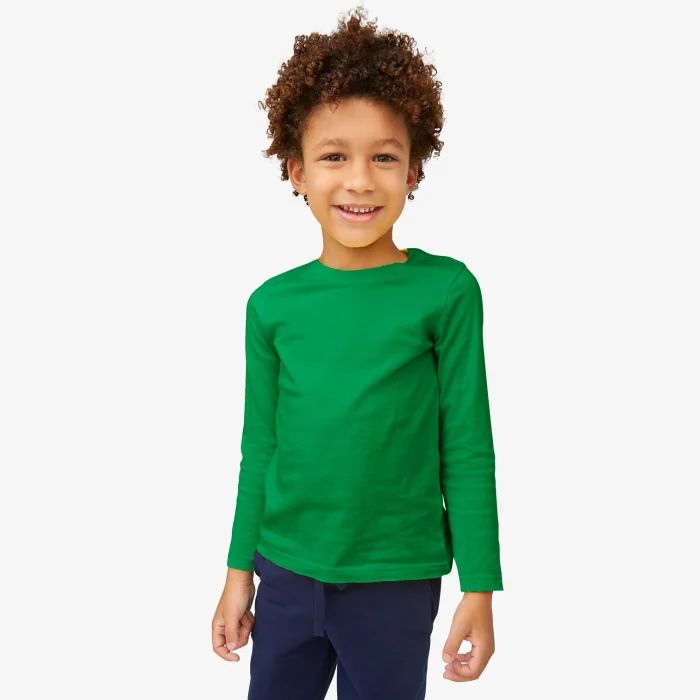 child in green long sleeve shirt