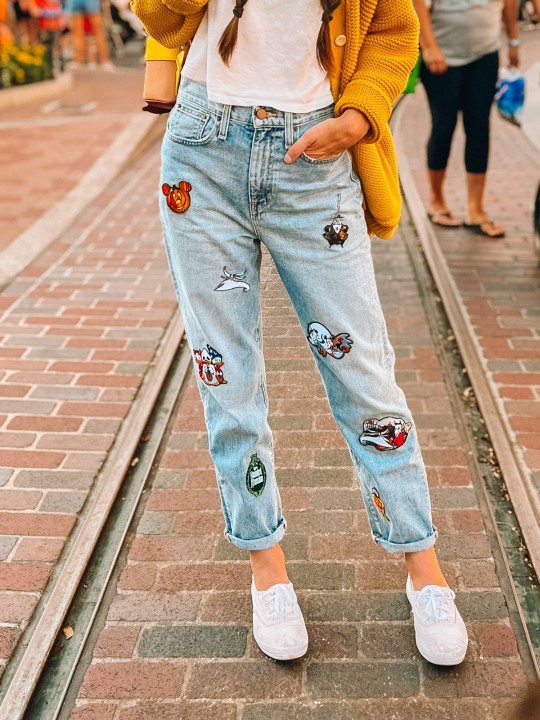 Jeans with Halloween Disney iron-on patches