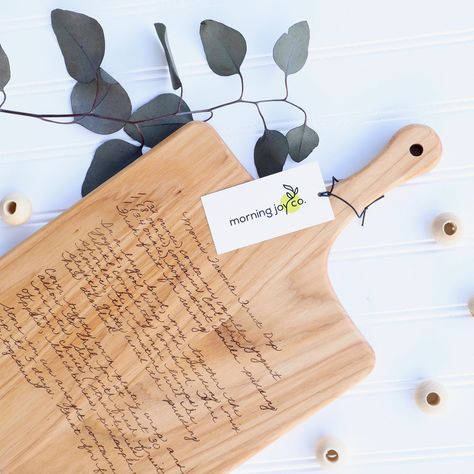 Cutting board with engraved heirloom recipe