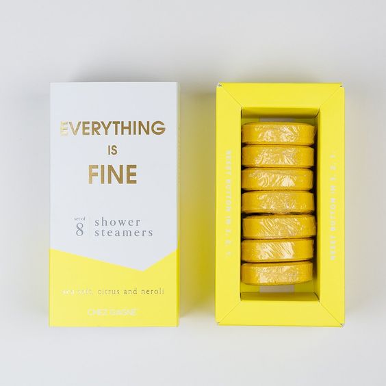 "Everything Is Fine" shower steamers, similar to bath bombs, smells great! 