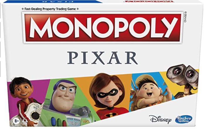 Pixar Monopoly with famous Disney characters on the front