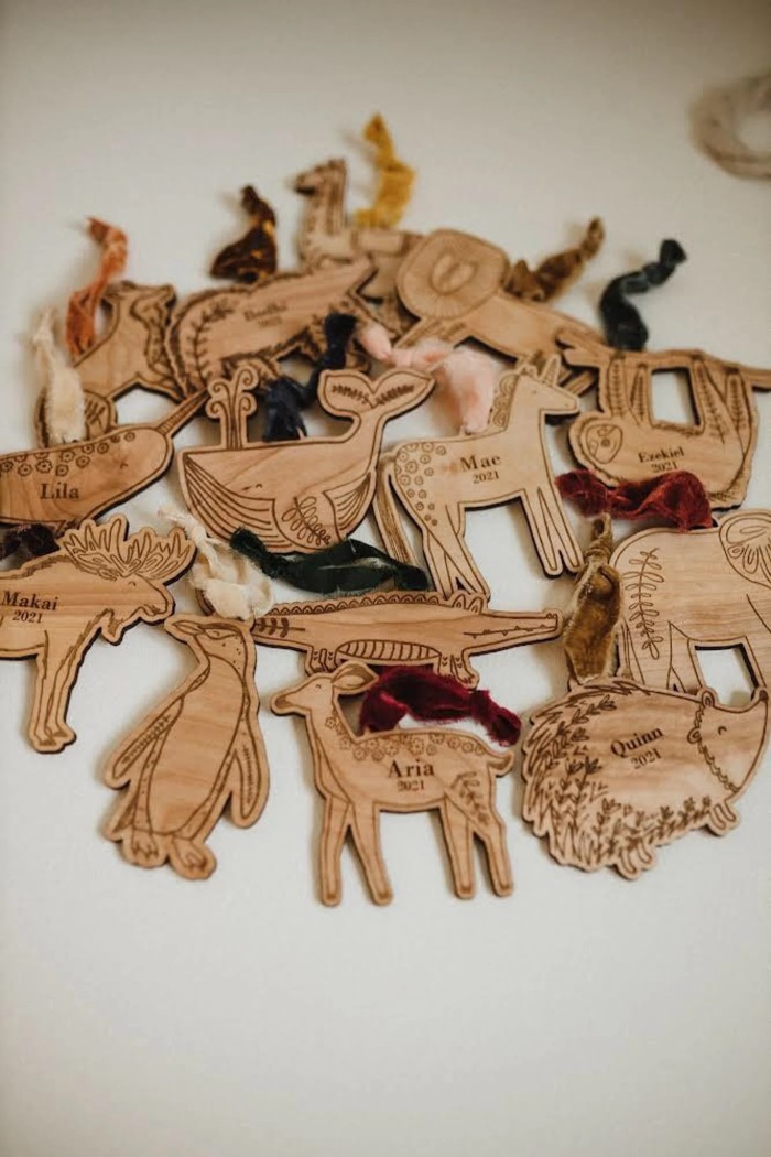 wooden animal christmas ornaments