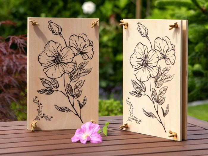 wood flower press on table