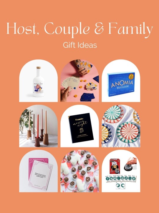 photo collage of gifts for hosts, couples and families