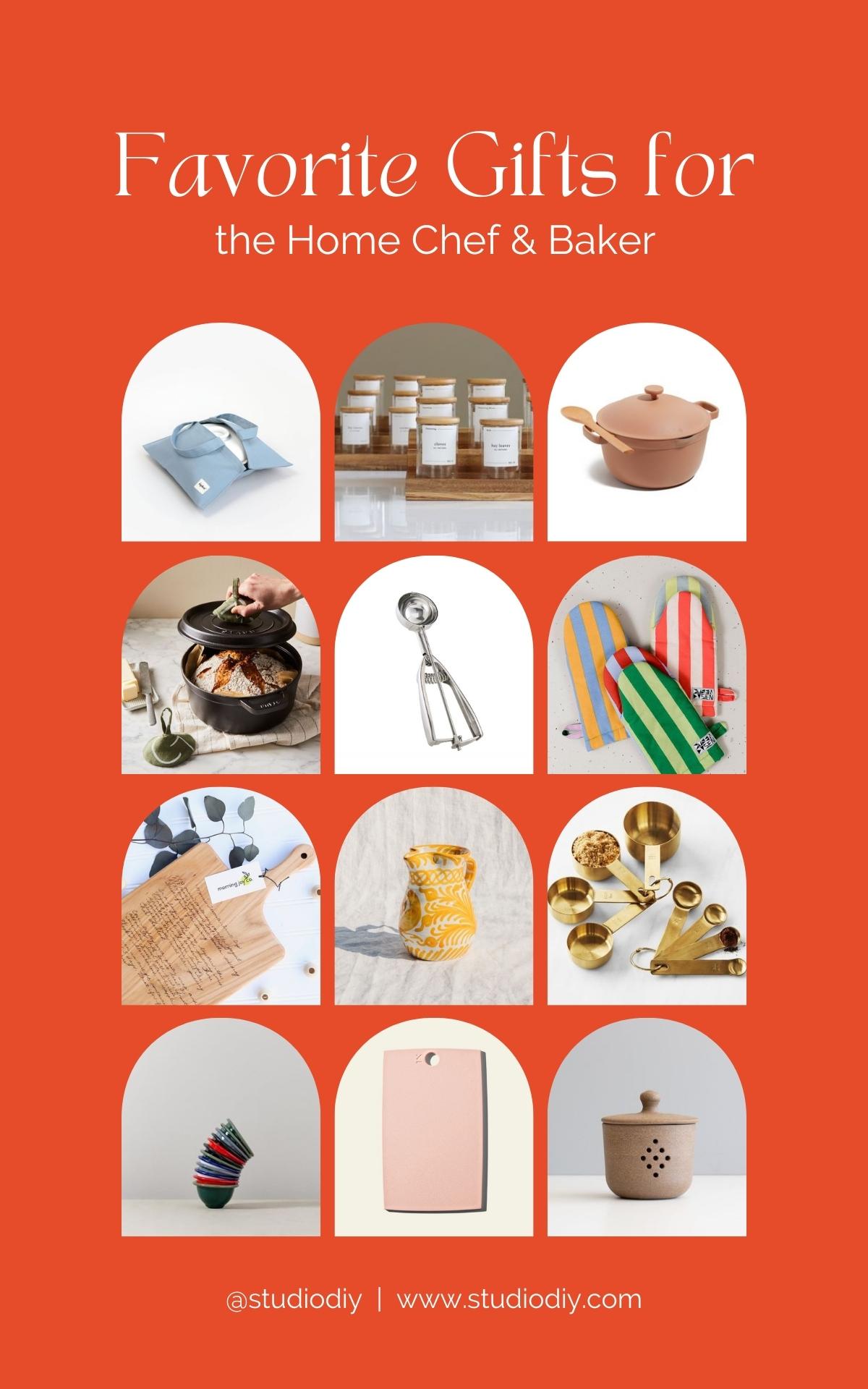 photo collage of gifts for chefs and bakers