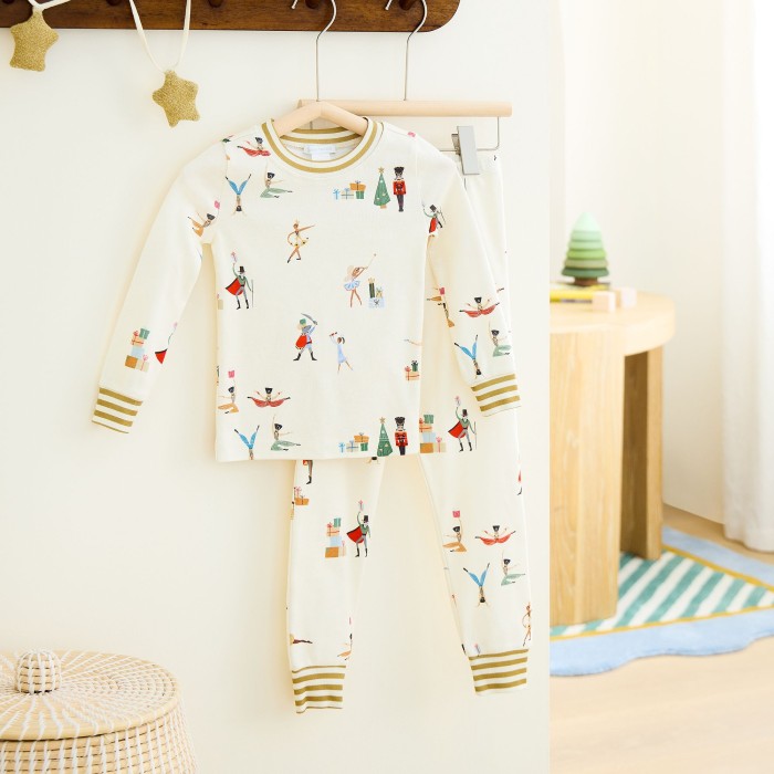 nutcracker pajamas hanging on hangers
