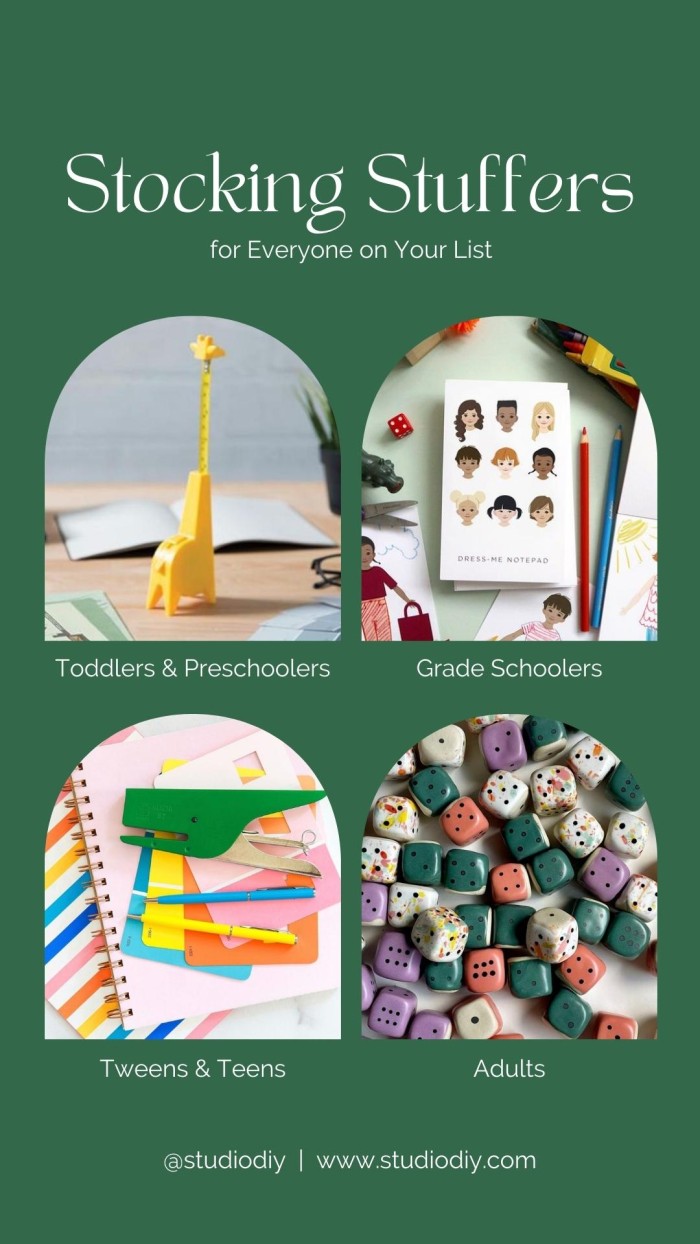 photo collage of stocking stuffer ideas