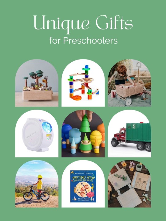 Photo collage with gifts and toys for preschoolers