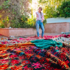Moroccan Rugs laid out outside