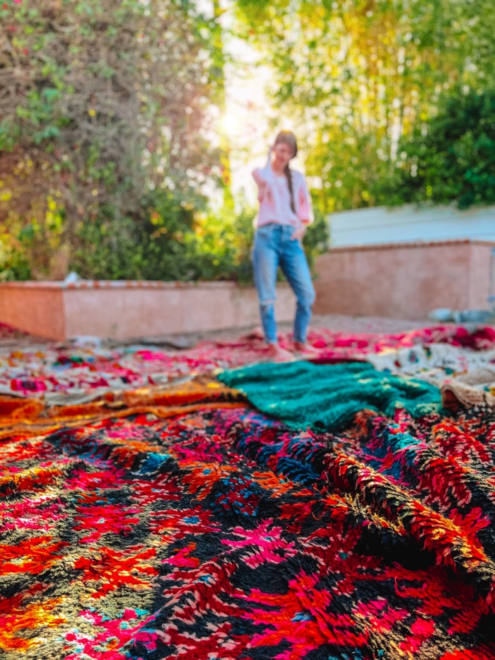 Moroccan Rugs laid out outside