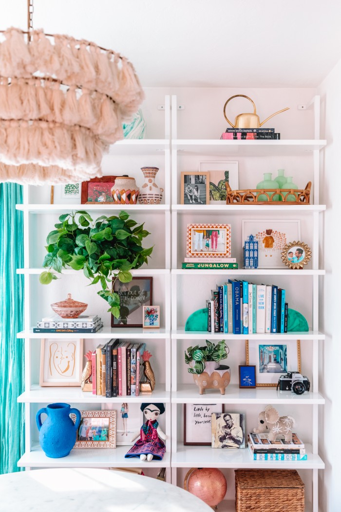 Bookshelves with decor and books