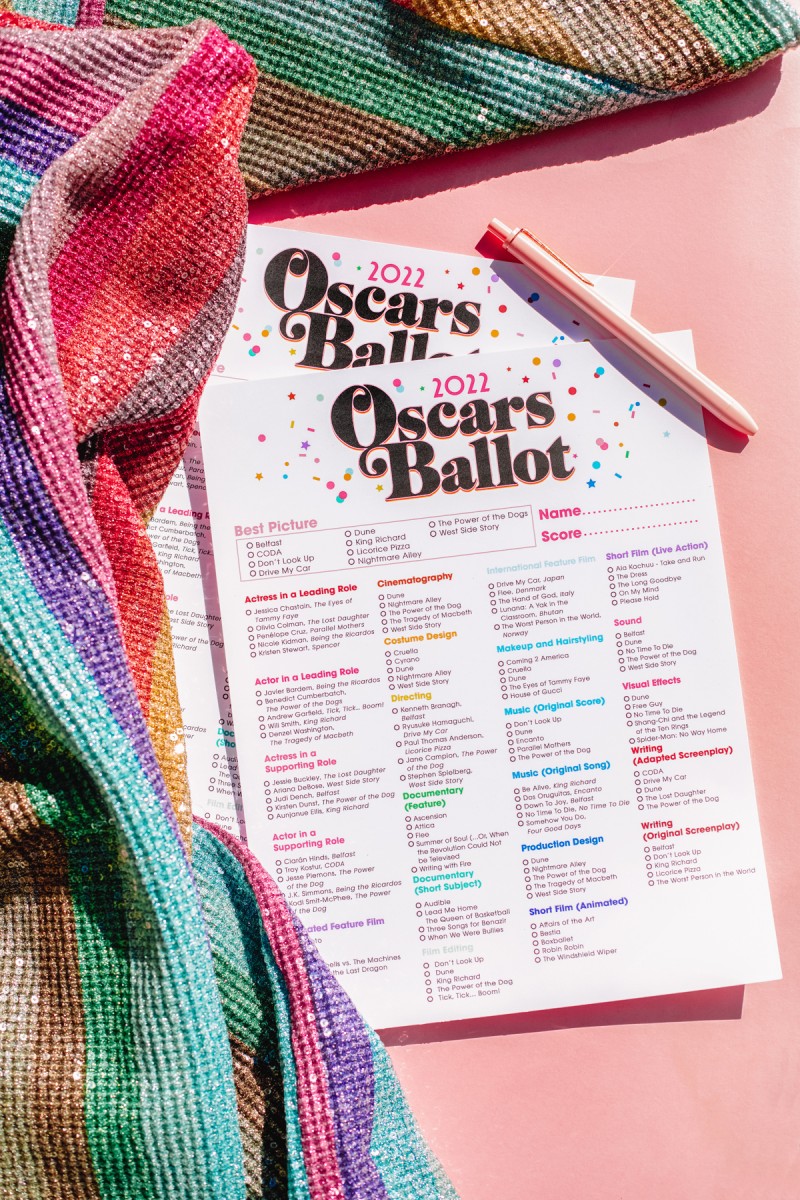 2022 Free Printable Oscar Ballot The Porch Swing Store