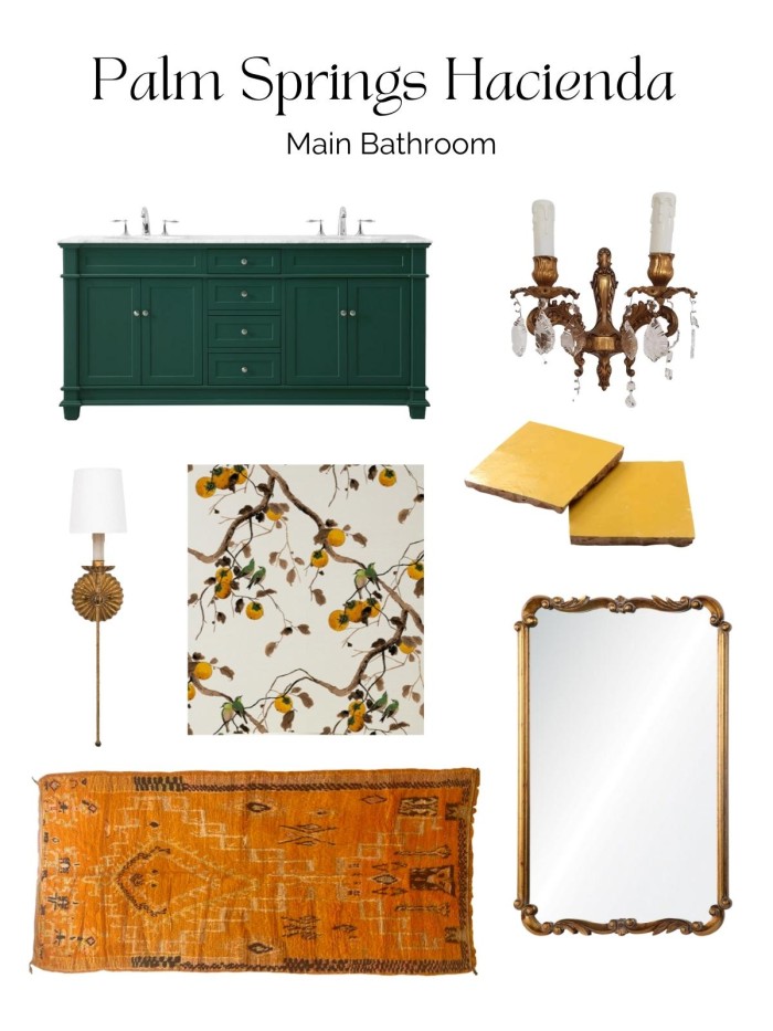 Collage of bathroom decor items