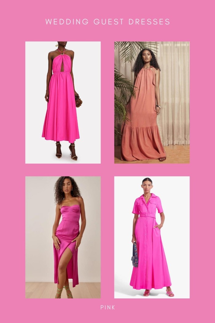 collage of pink dresses